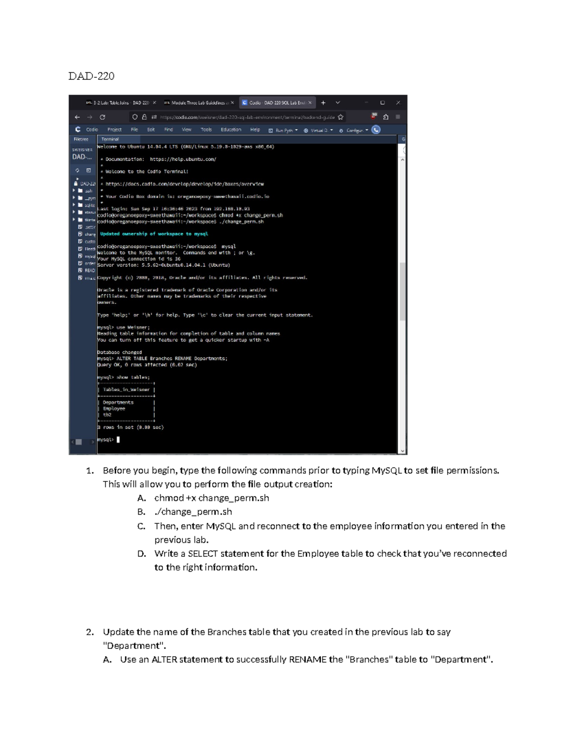 Mod 3 Lab - MySQL Commands and Data Handling Techniques - Studocu