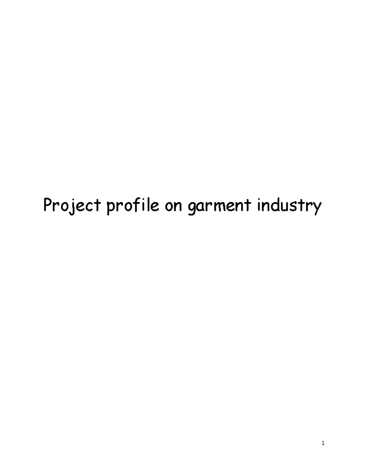 Garment Industry Project Profile: Market & Production Insights - Studocu