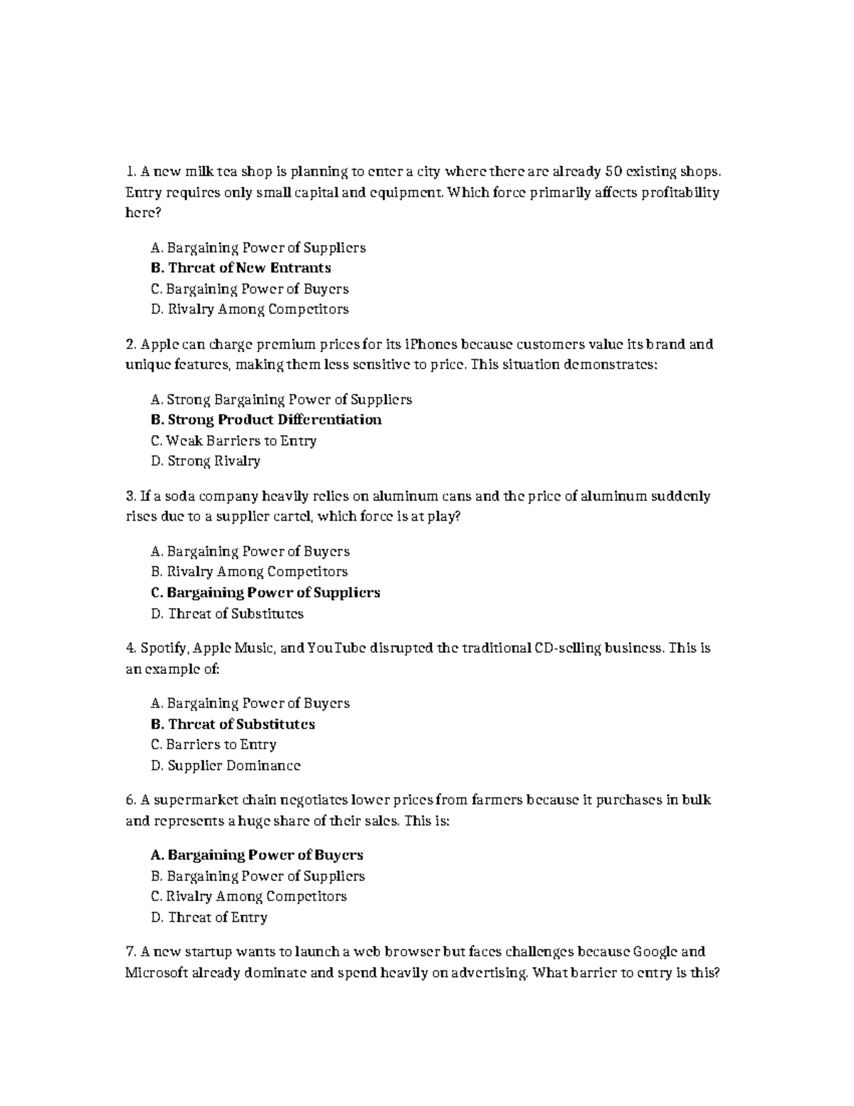 Industry Analysis Quiz (Course Code: Quiz) - Studocu