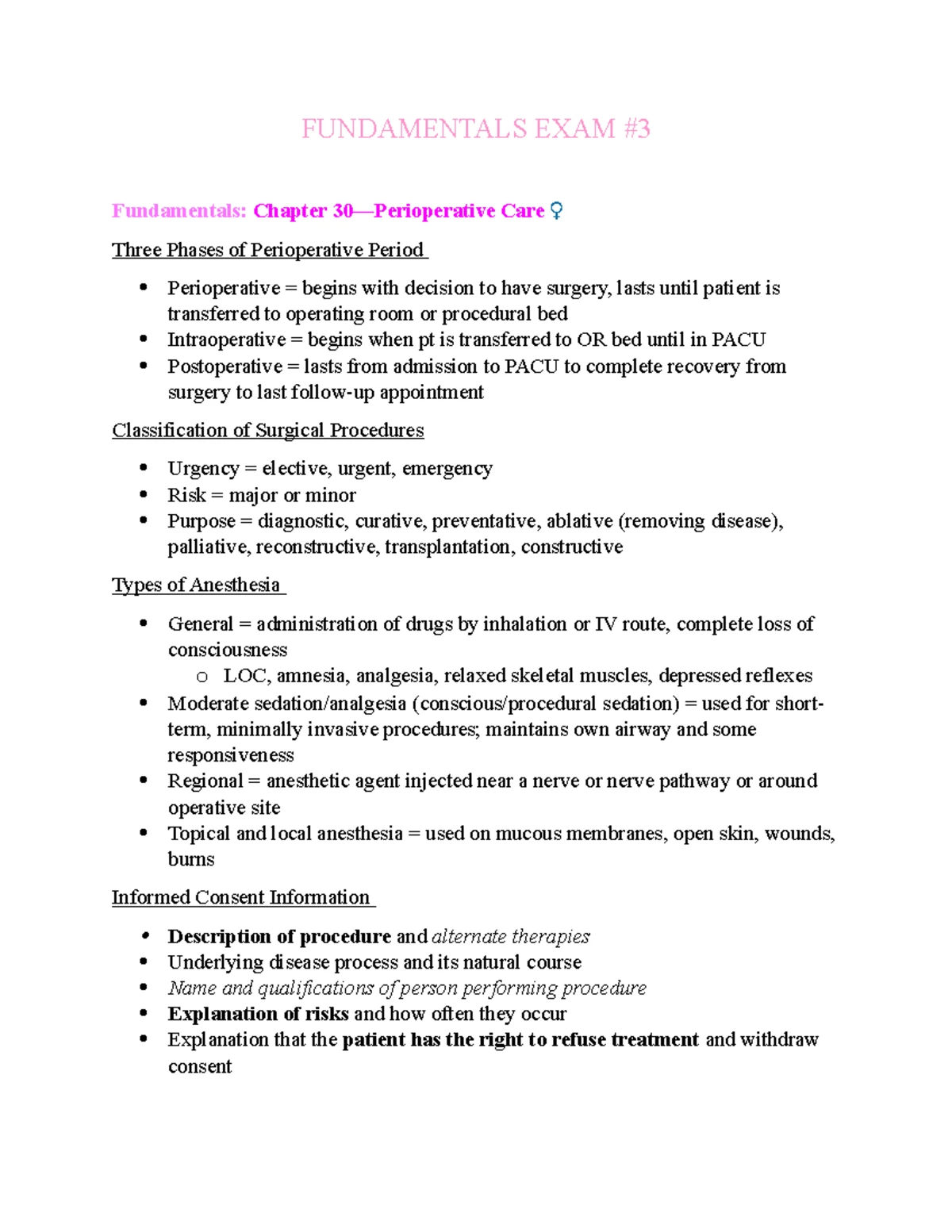 Fundamentals NSG 3213 Exam 1 Lecture Notes: Nursing Foundations and ...