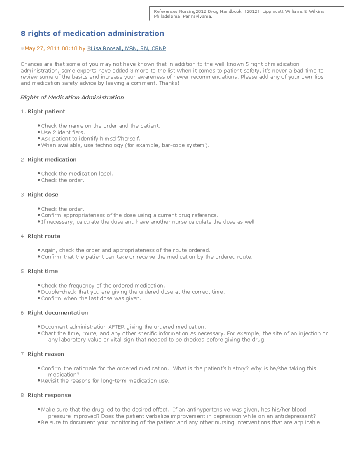 Understanding the 8 Rights of Medication Administration for RN Students ...