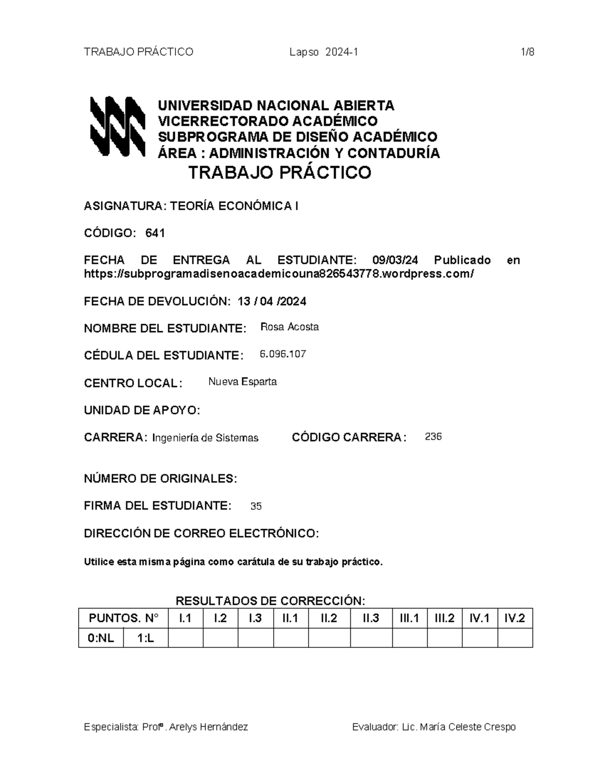 TP - Trabajo Práctico de Teoría Económica I (641) - Lapso 2024-1 - Document Preview