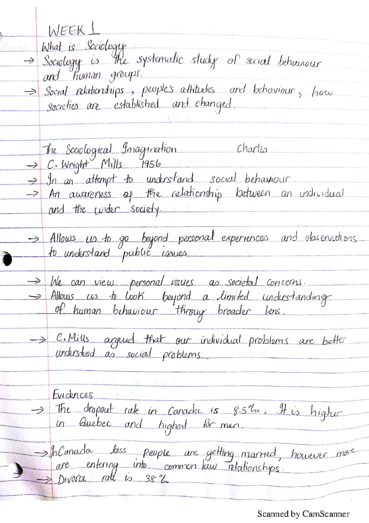 Sociology Week 1 - SOCI16039G - Scanned by CamScanner Scanned by ...