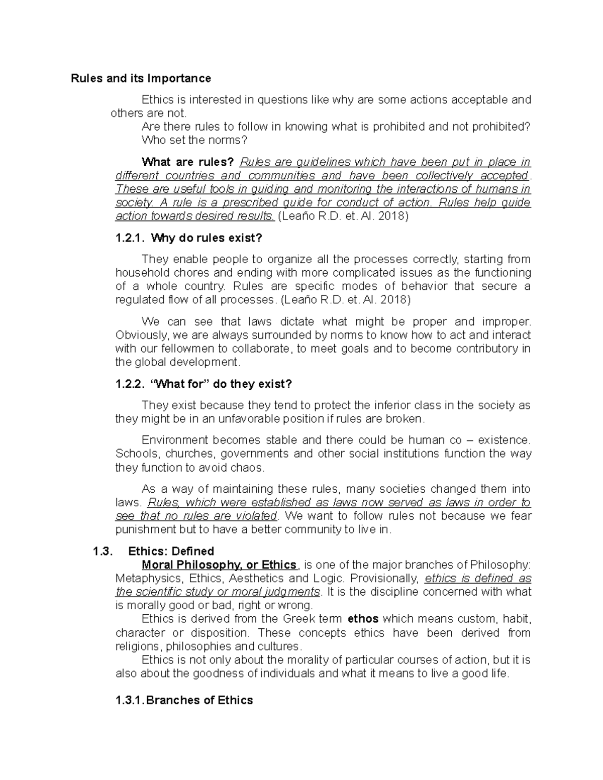 Ethics and Rules: Understanding Their Significance in Society - Studocu