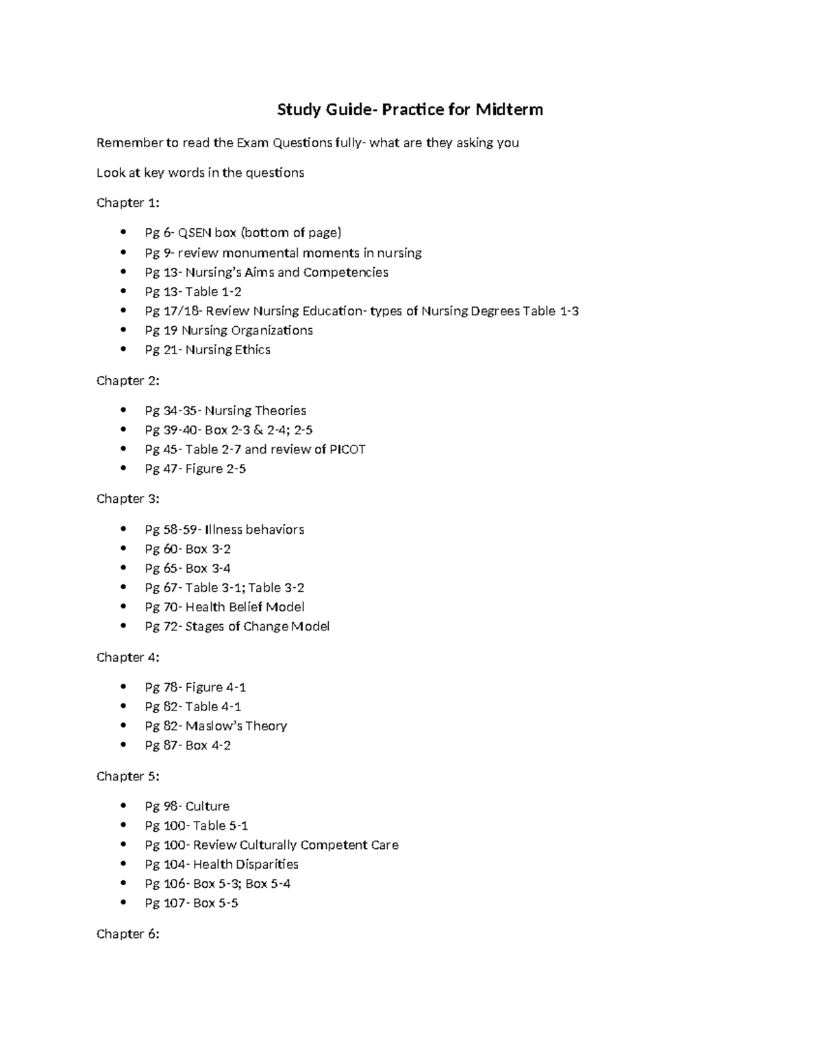 Midterm Study Guide for Nursing (NUR 101) - Studocu