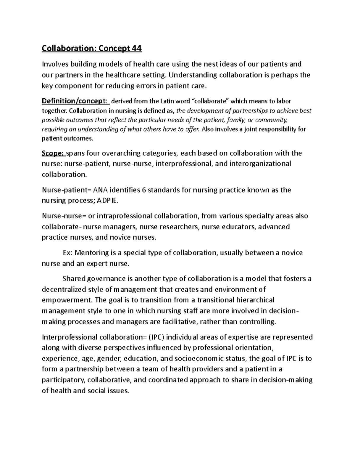 Collaboration - Concept map - Collaboration: Concept 44 Involves ...