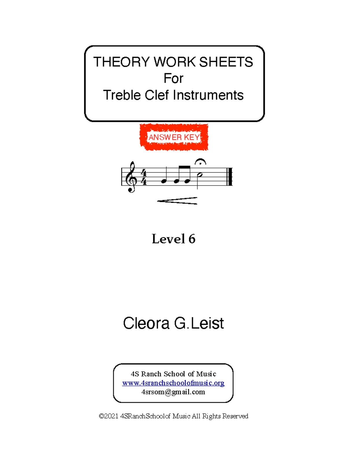 Theory Worksheets for Treble Clef Instruments Level 6 Answer Key - Studocu