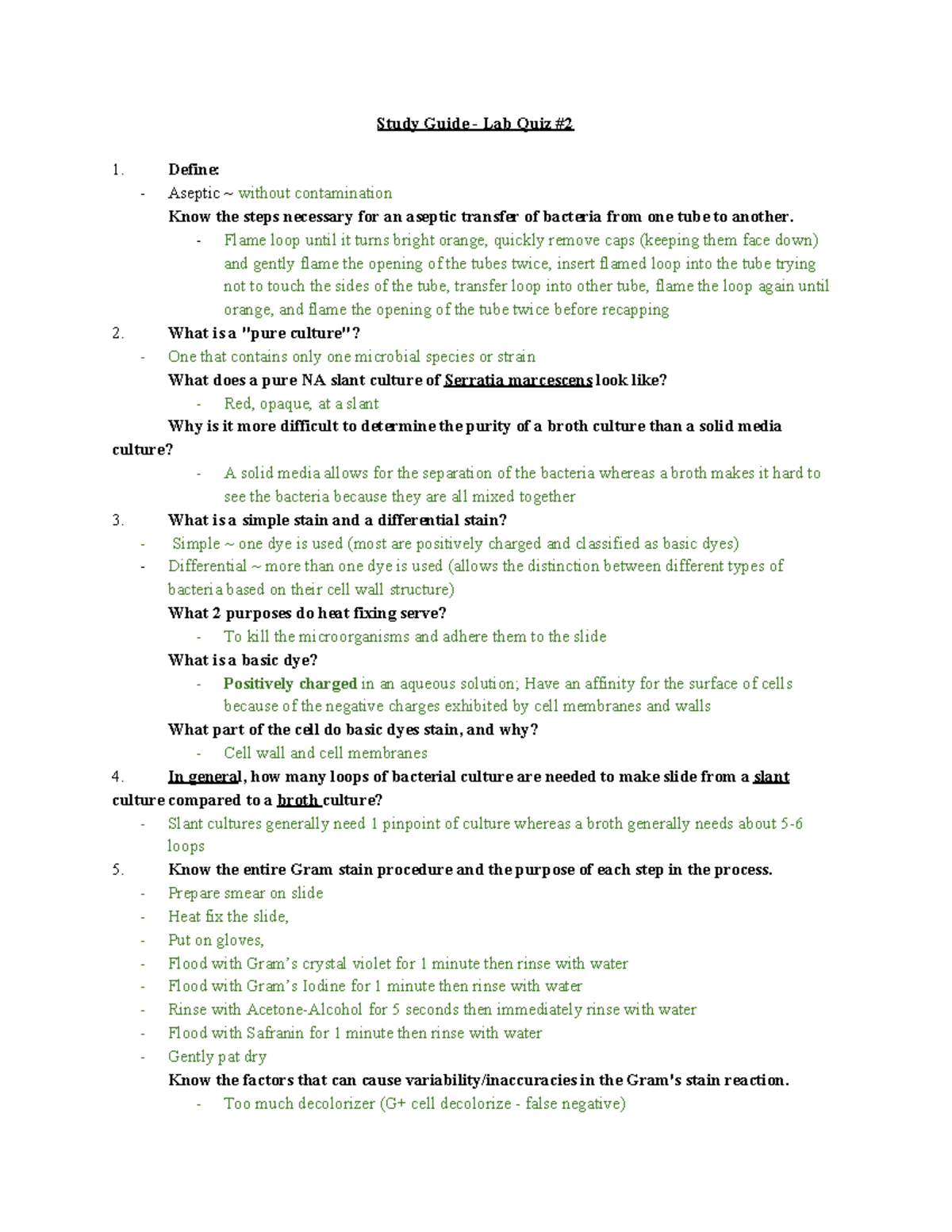 Bio15 Lab Quiz 2 Study Guide - Key Concepts and Techniques - Studocu