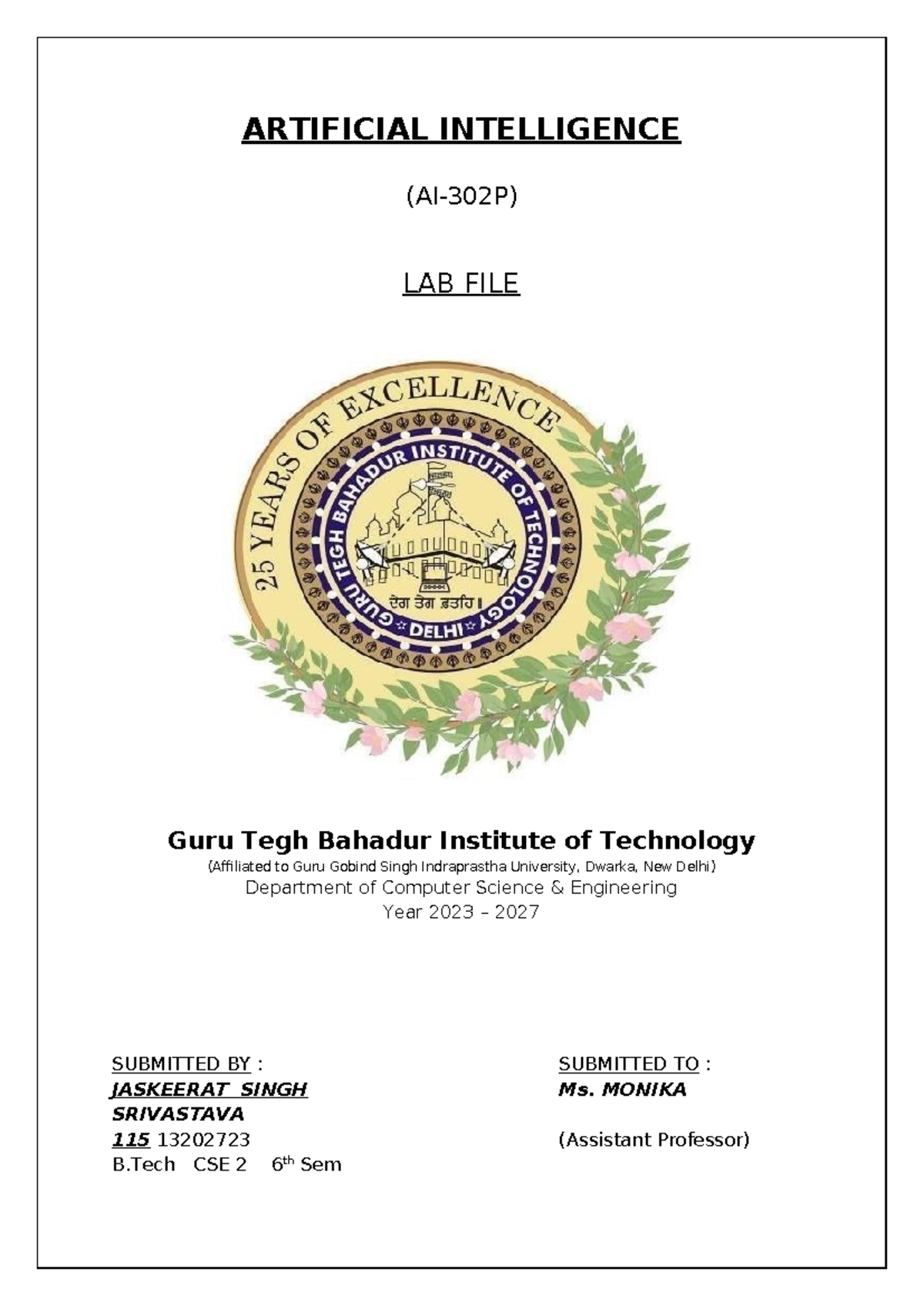 AI CSE 6th Sem Practical File: Prolog Programming Exercises - Studocu