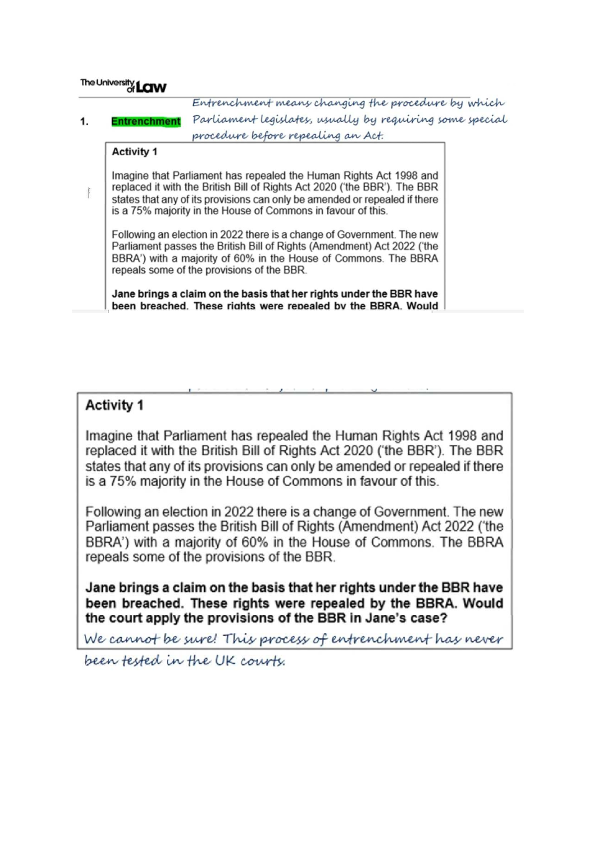 LG IV - Public Law - Lecture Notes on Entrenchment and Human Rights ...