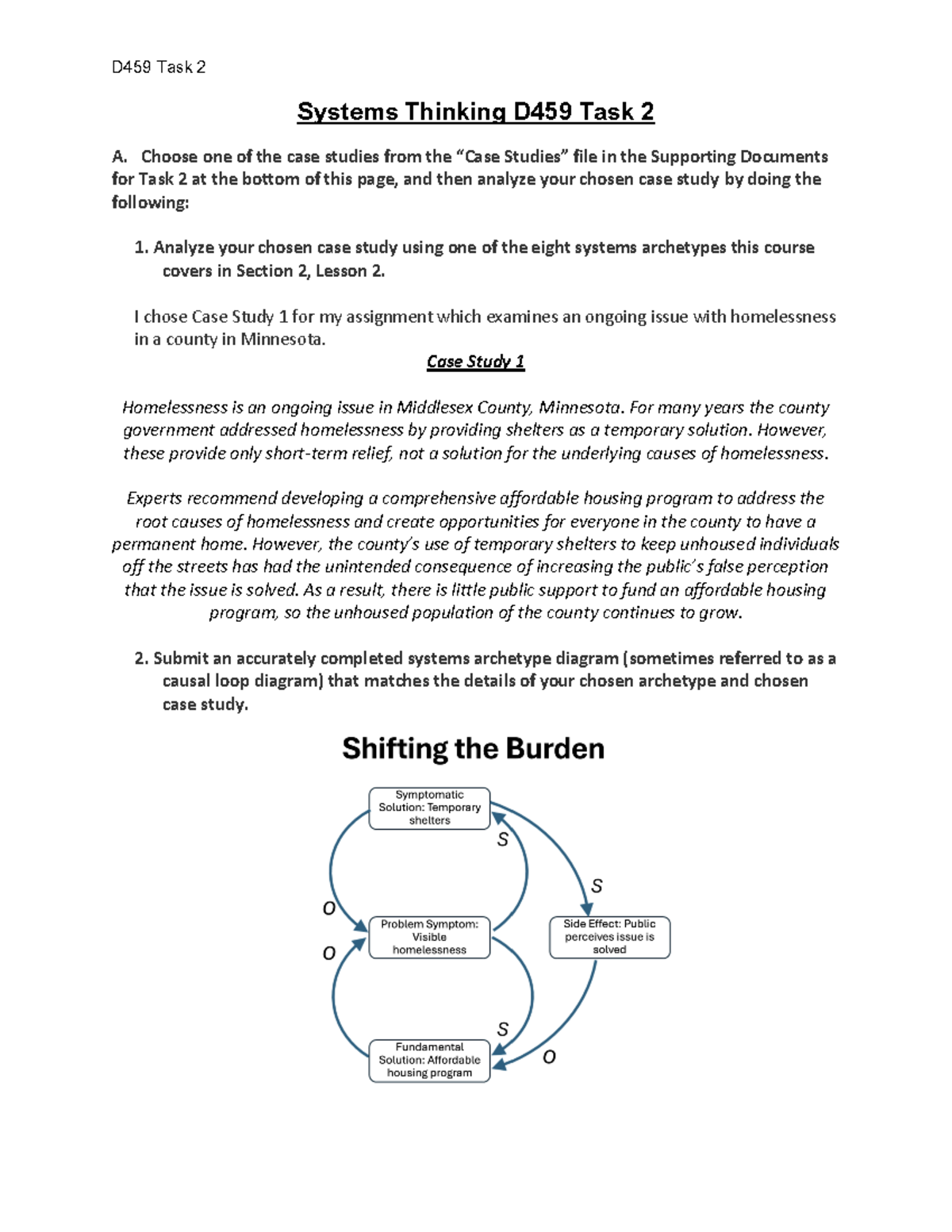 D459 Systems Thinking Task 2: Analyzing Homelessness Case Study 1 - Studocu