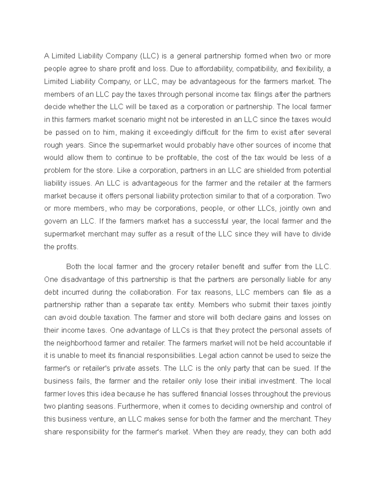 D078 task 2 - passed - A Limited Liability Company (LLC) is a general ...