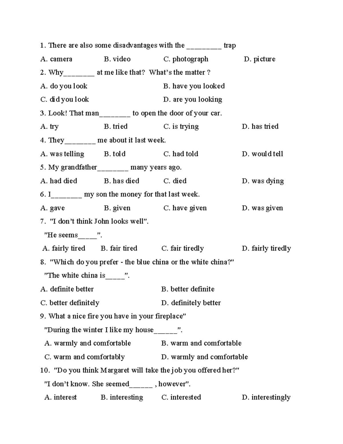 A1 - Review 2: Practice Questions and Reading Comprehension - Studocu