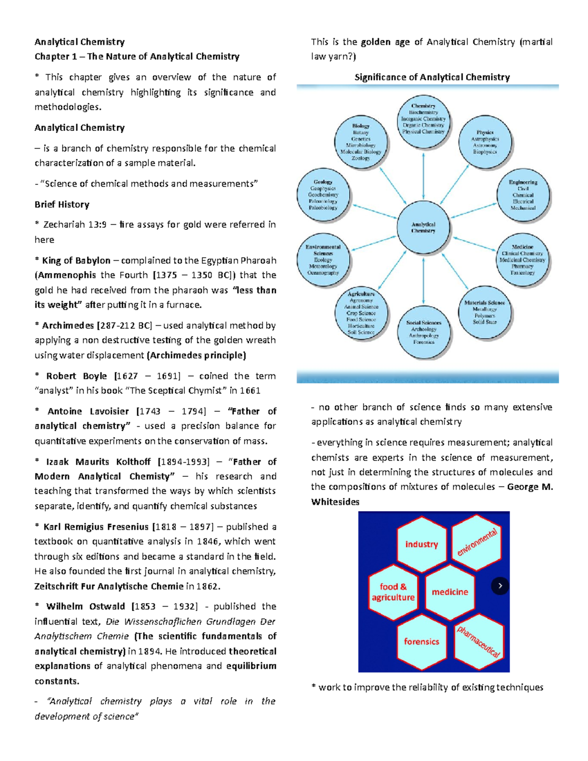 Chb - chapter 1 - Analytical chemistry 1 - Analytical Chemistry Chapter ...
