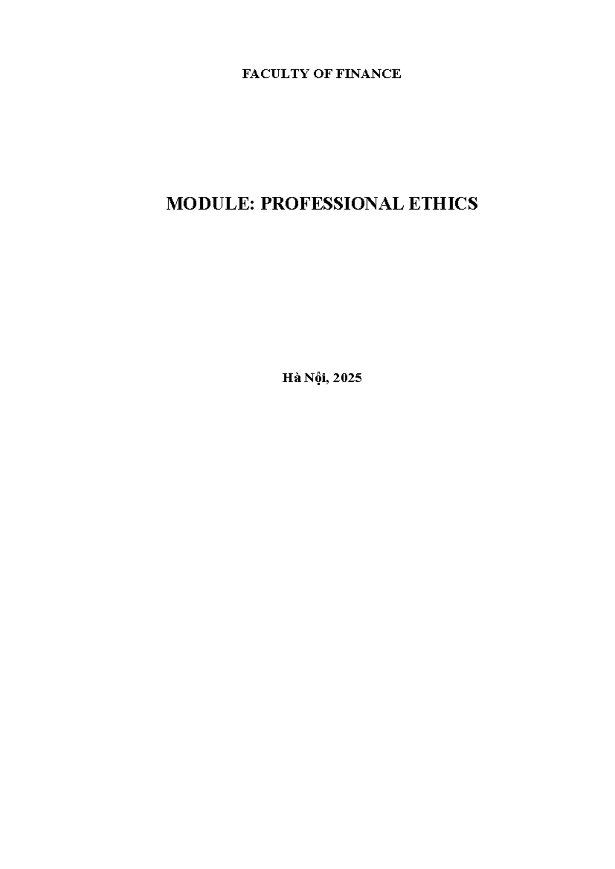 FACULTY OF FINANCE MODULE: PROFESSIONAL ETHICS CASE STUDY 2025 - Studocu