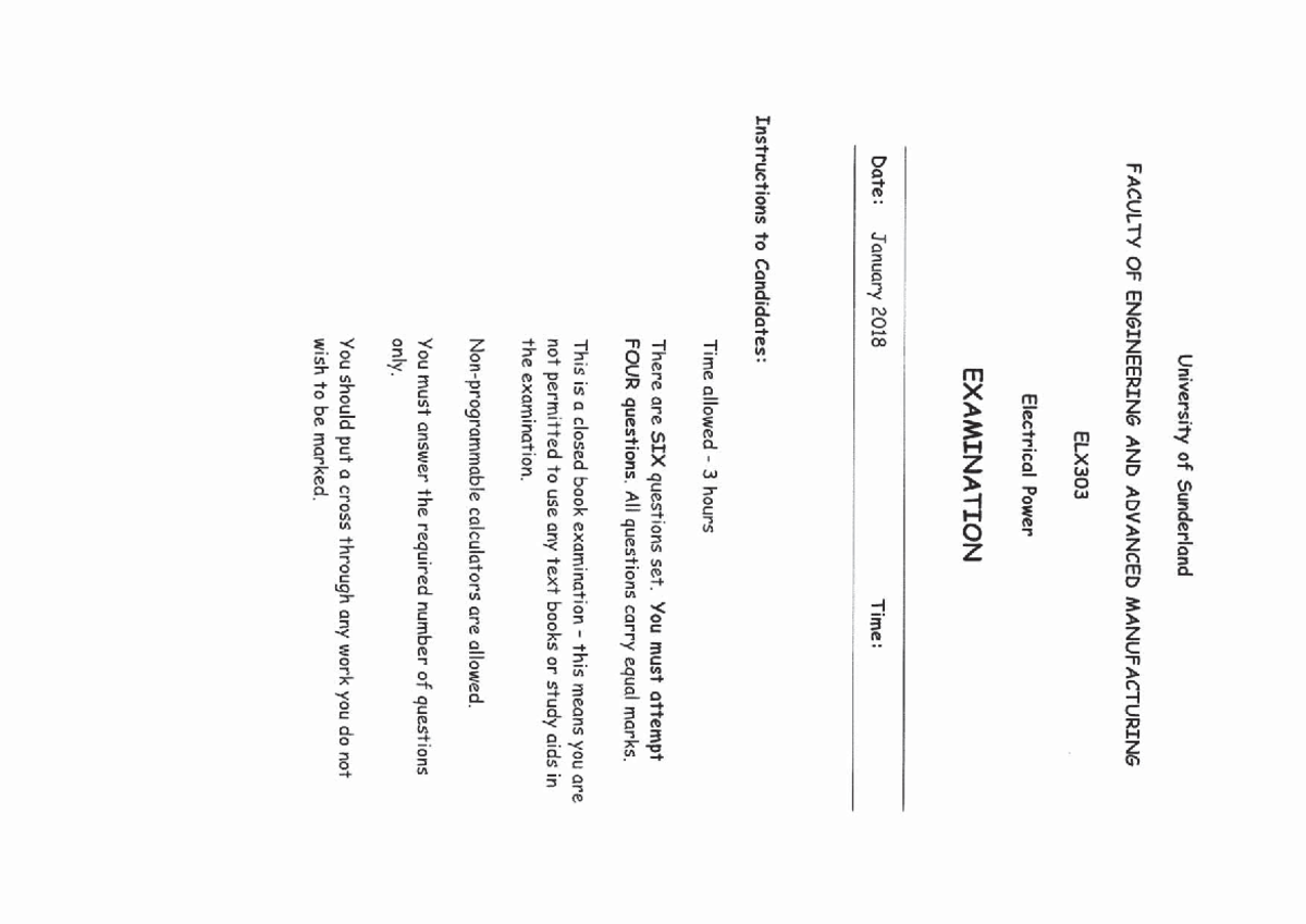 ELX303 Final Exam Paper - January 2018 - Studocu