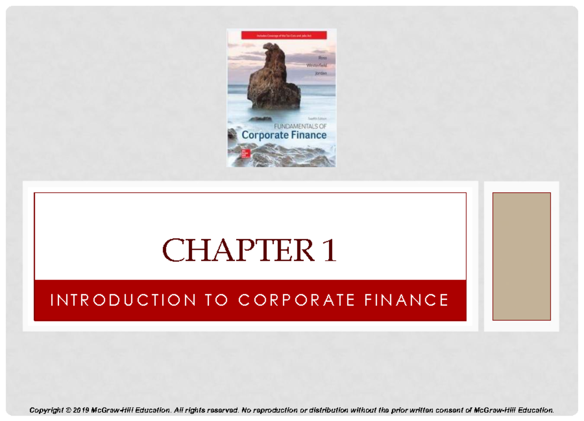 CHAPTER 1: INTRODUCTION TO CORPORATE FINANCE (ROSS 12E PPT) - Studocu