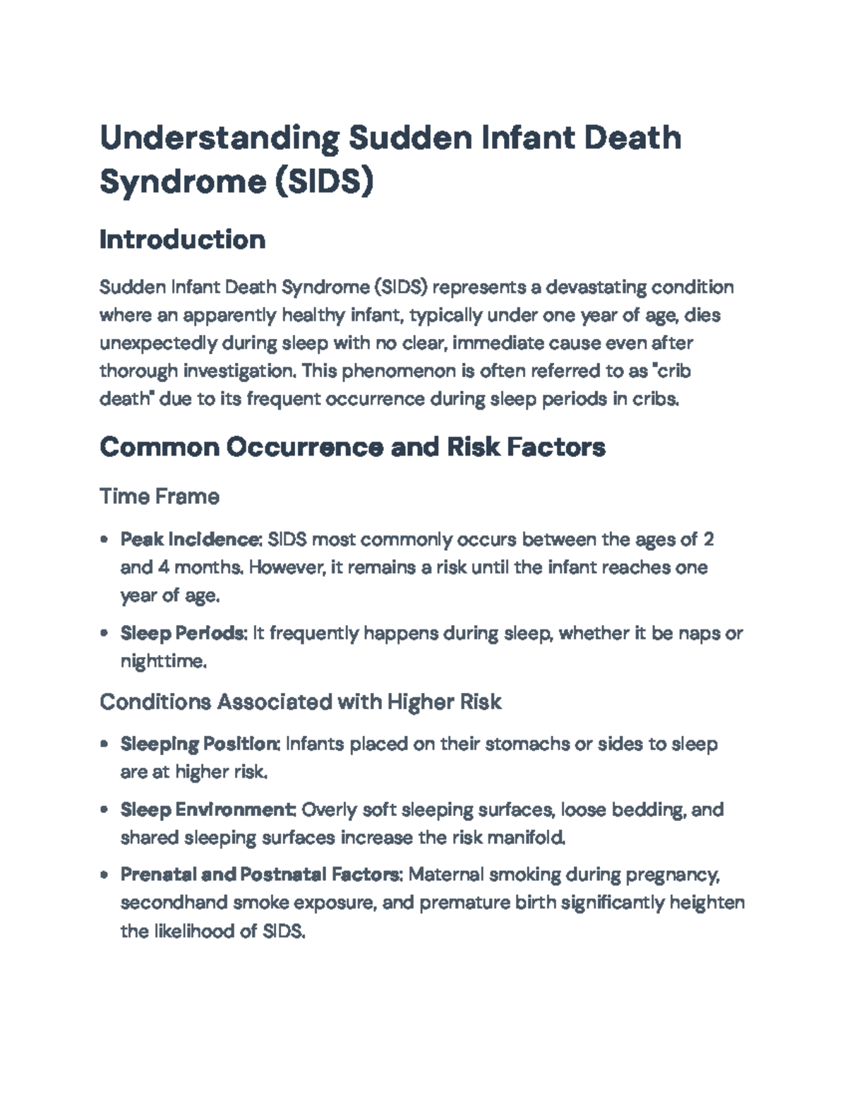 Sudden Infant Death Syndrome (SIDS): Risks & Prevention Strategies ...