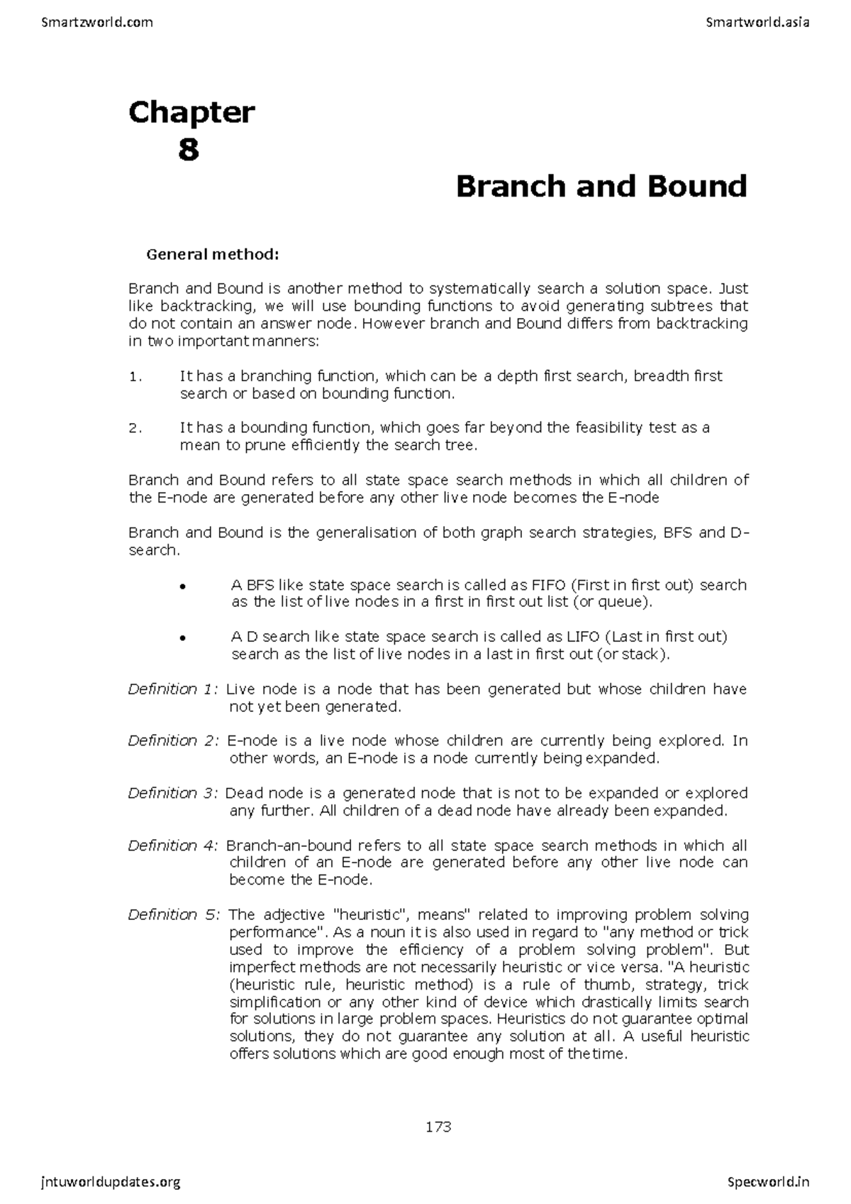 Design and Analysis of Algorithms C8 - 173 Chapter 8 Branch and Bound ...