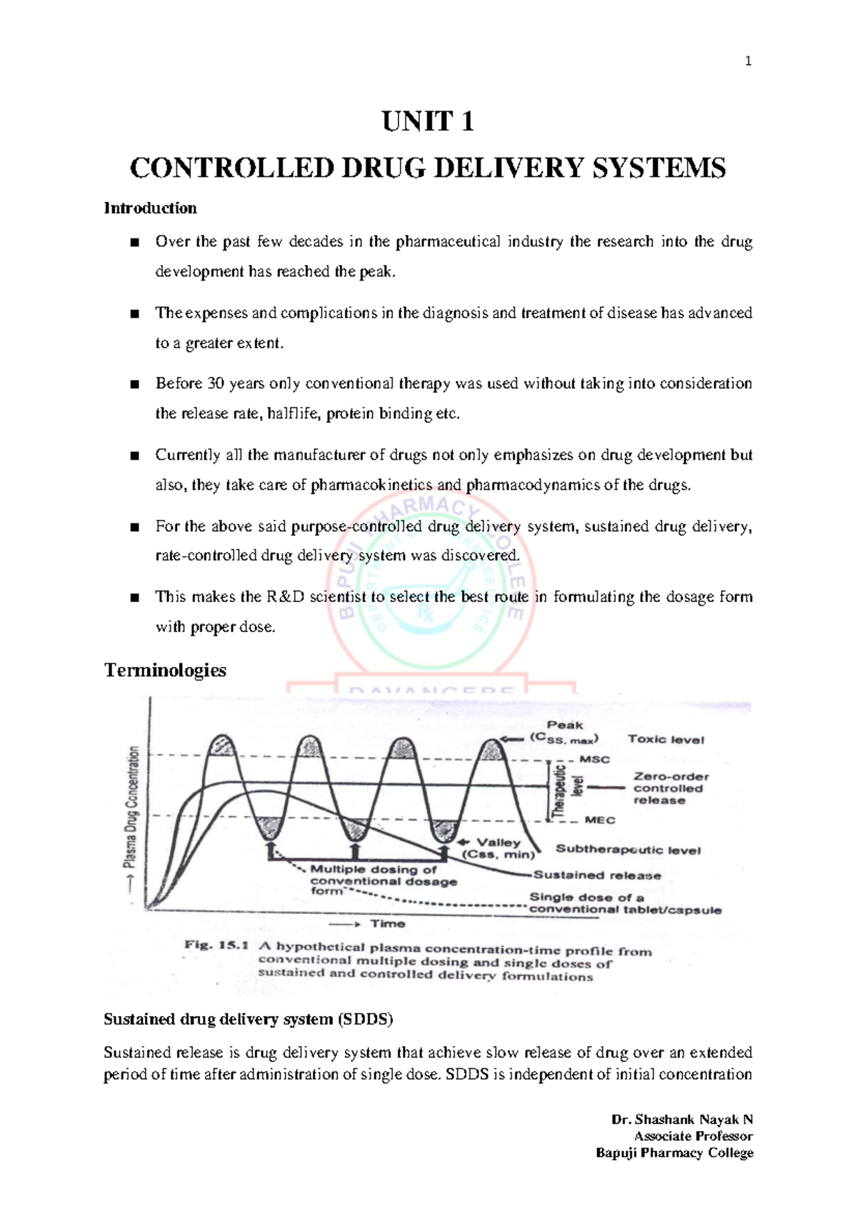 UNIT 1 CDDS - Controlled Drug Delivery Systems Overview and Insights ...