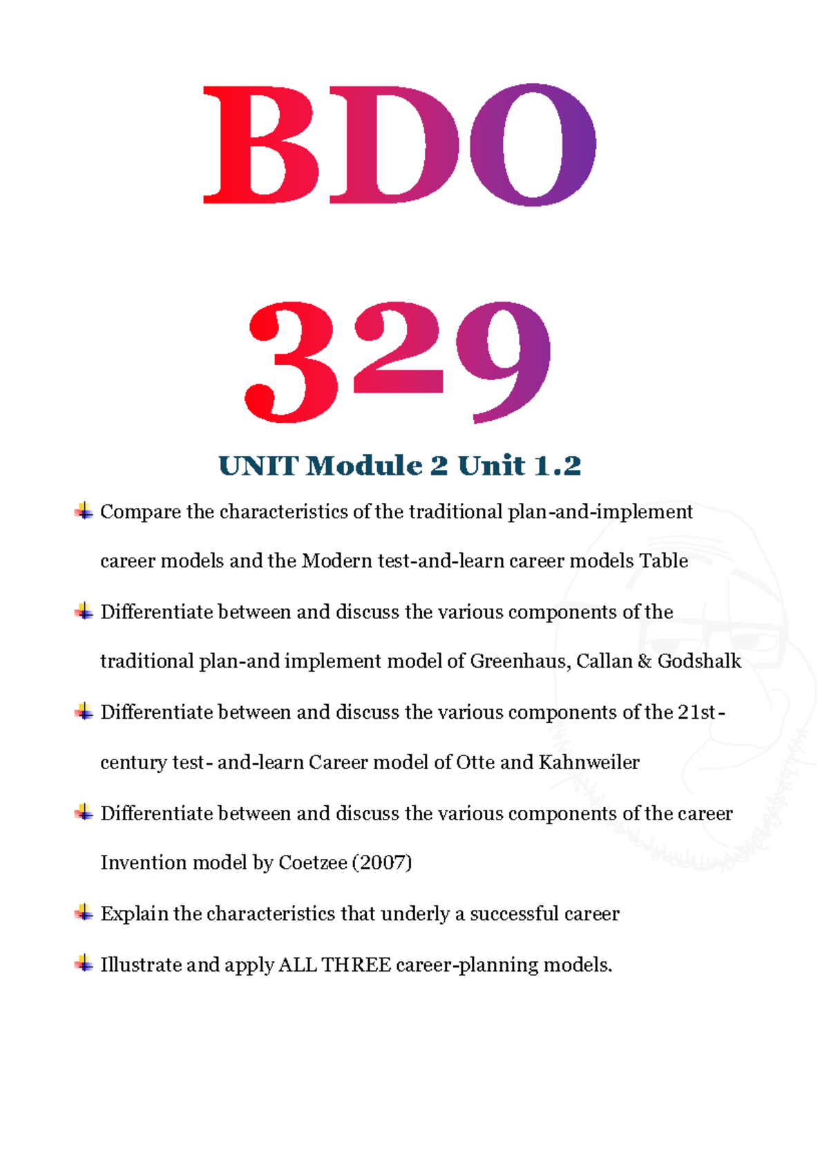 BDO 329 M2 U1 - Comparing Traditional and Modern Career Models - Studocu