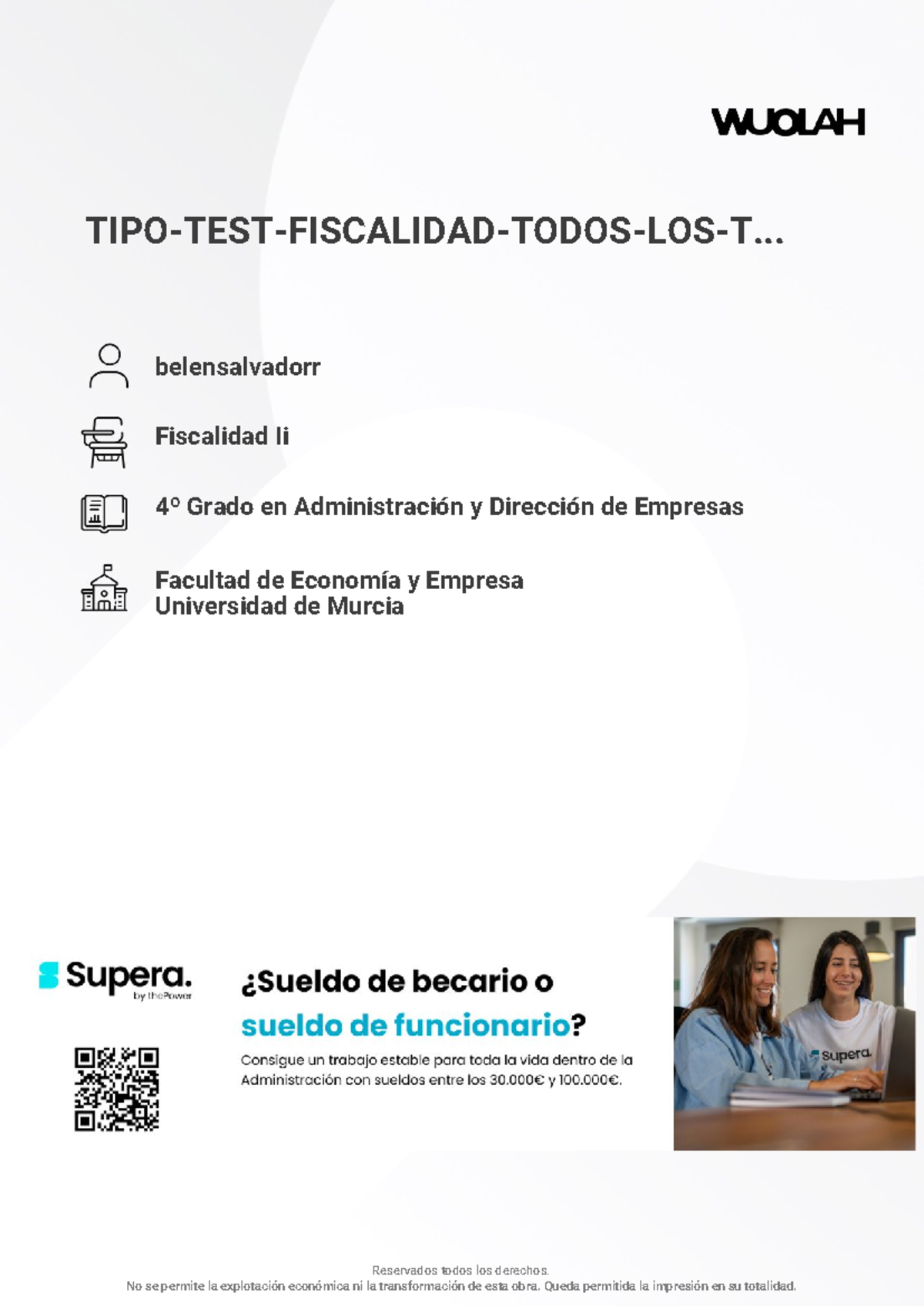Modelo de Examen: Impuesto sobre Sociedades y Fiscalidad II (4º Grado ...