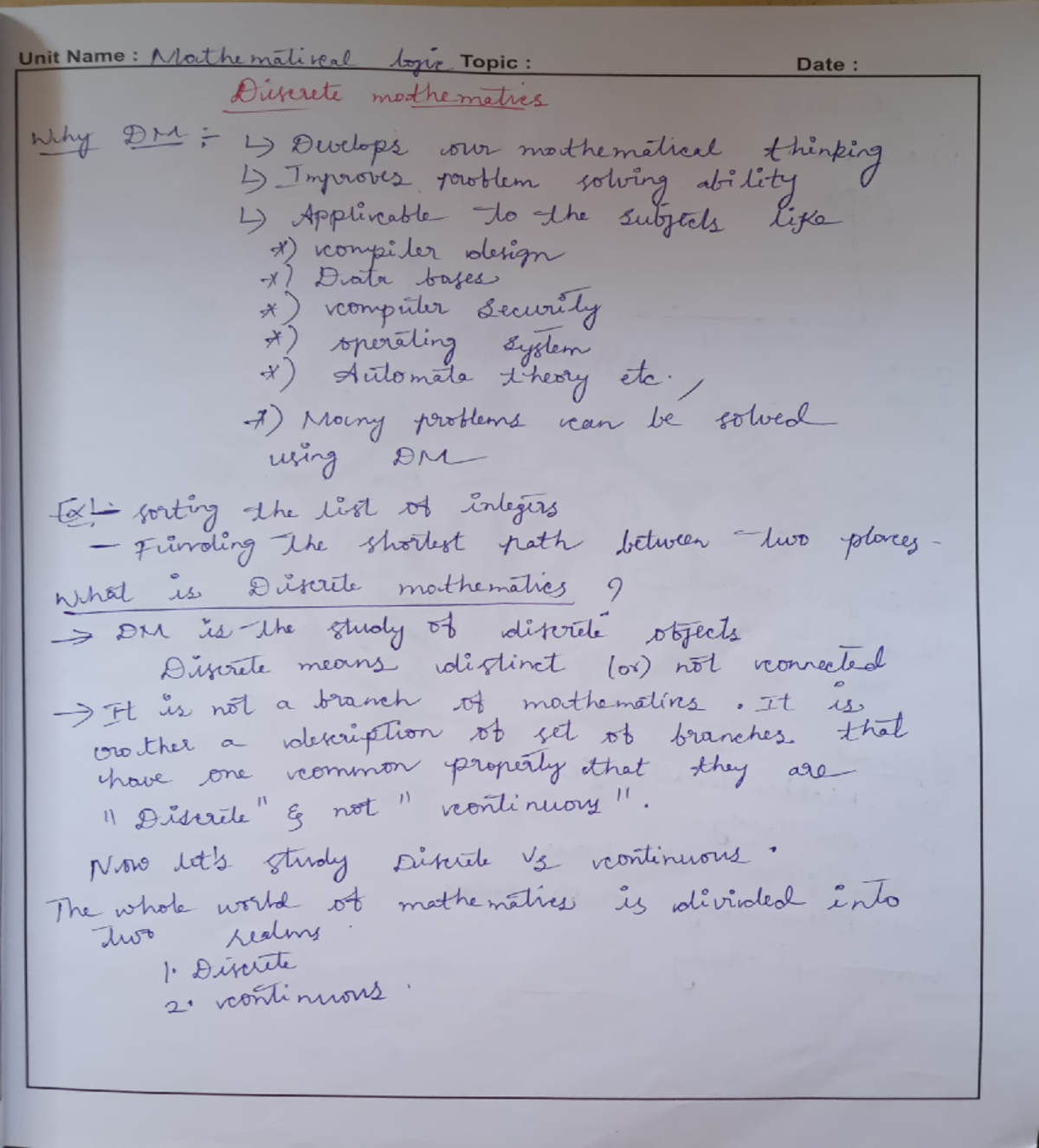 Mathematical Logic Notes - Unit 1 Overview and Topics - Studocu