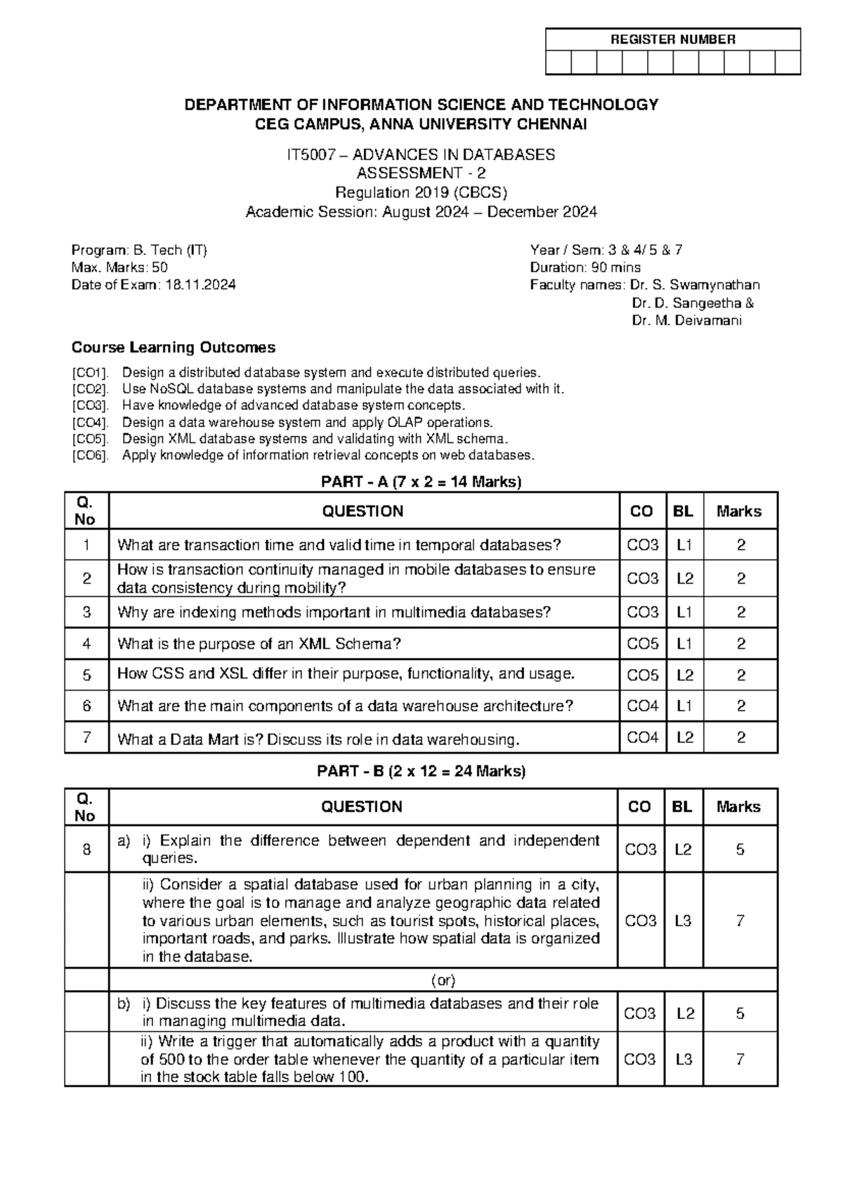 IT5007 - Assessment 1 - Advances in Databases Exam Guide - Studocu