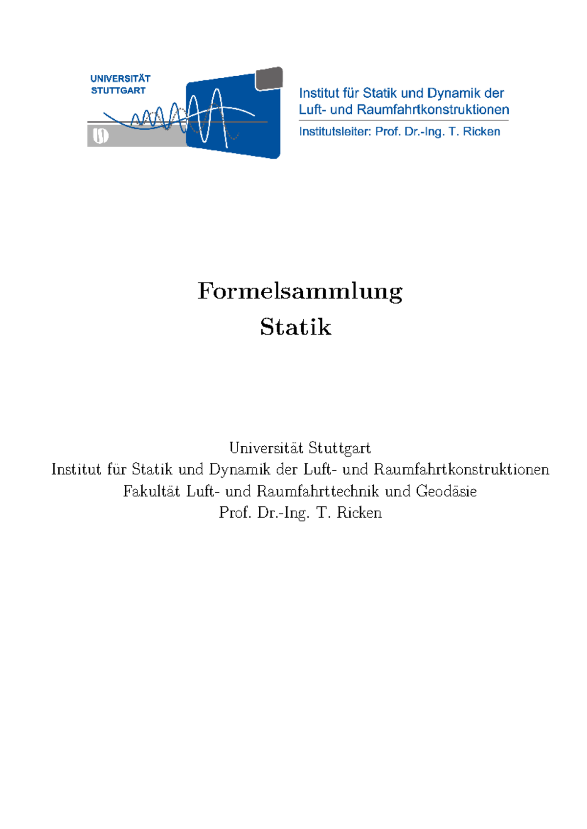 Formelsammlung für Statik: Grundlagen und Anwendung (Statik 101) - Studocu