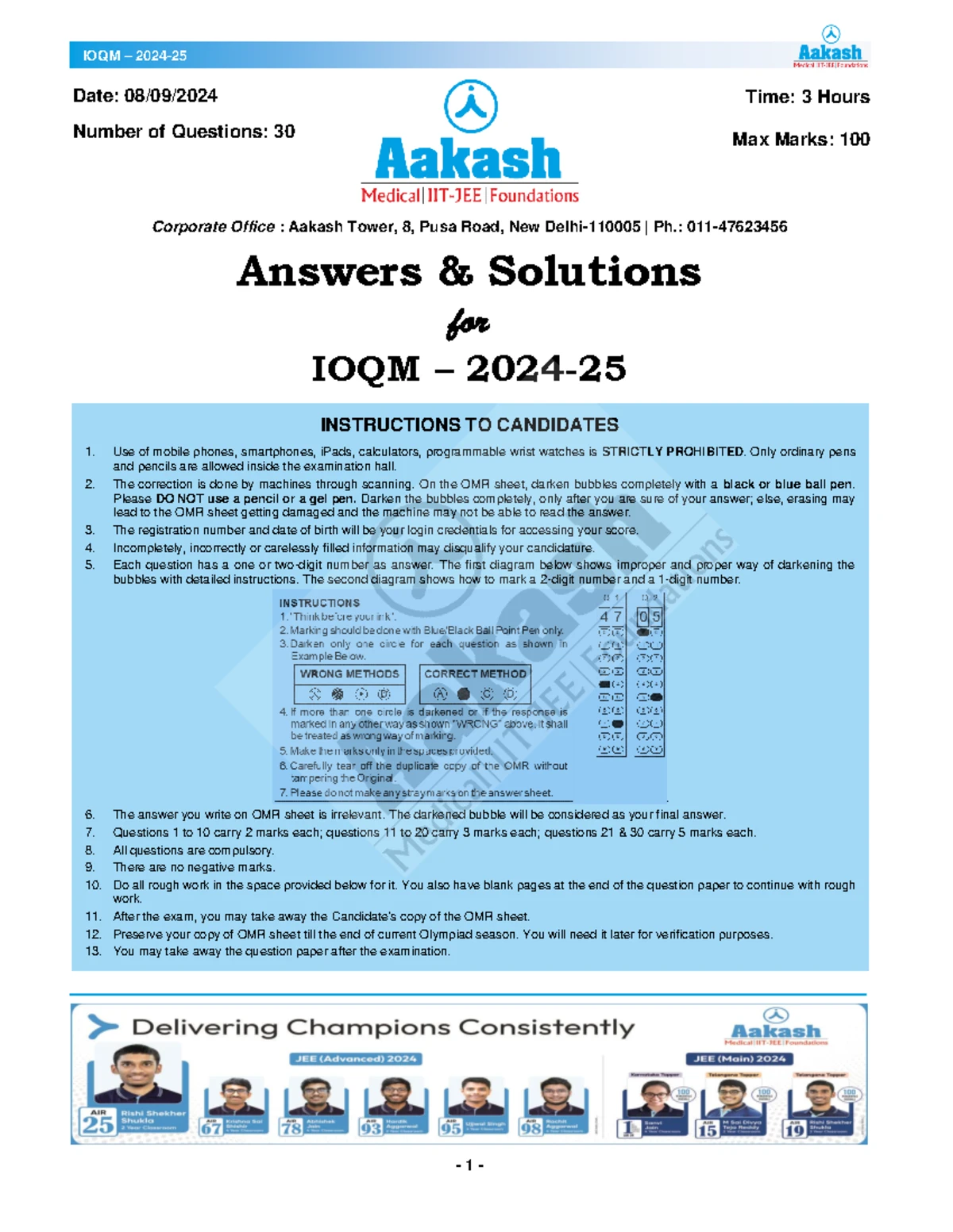 NSEC 2023 - Final Exam Question Paper Code 31 - Chemistry Teaching ...