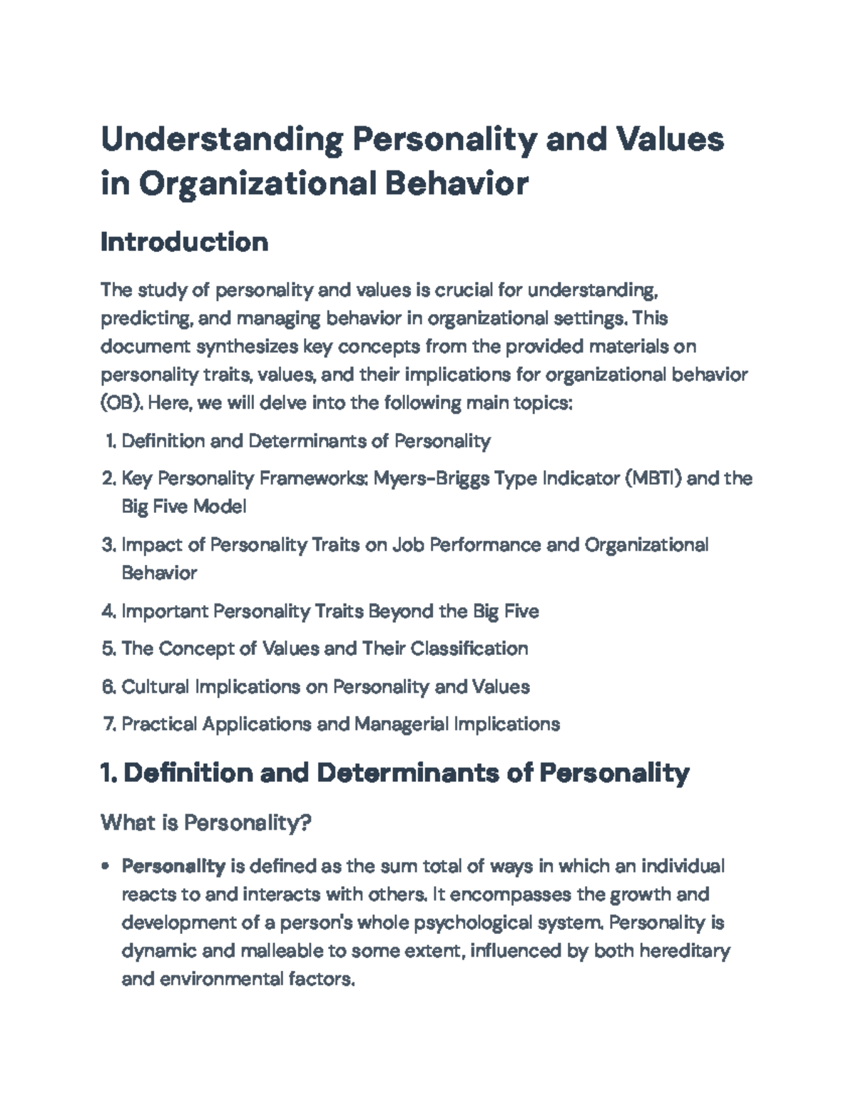 Understanding Personality and Values in Organizational Behavior (OB ...
