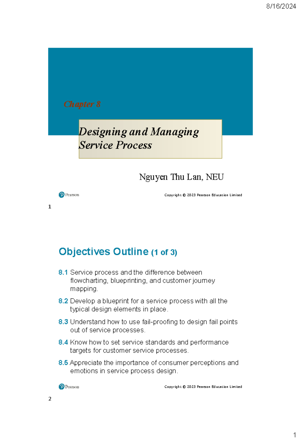 Chapter 8: Designing & Managing Service Processes - QTMKT ĐHKTQD - Studocu