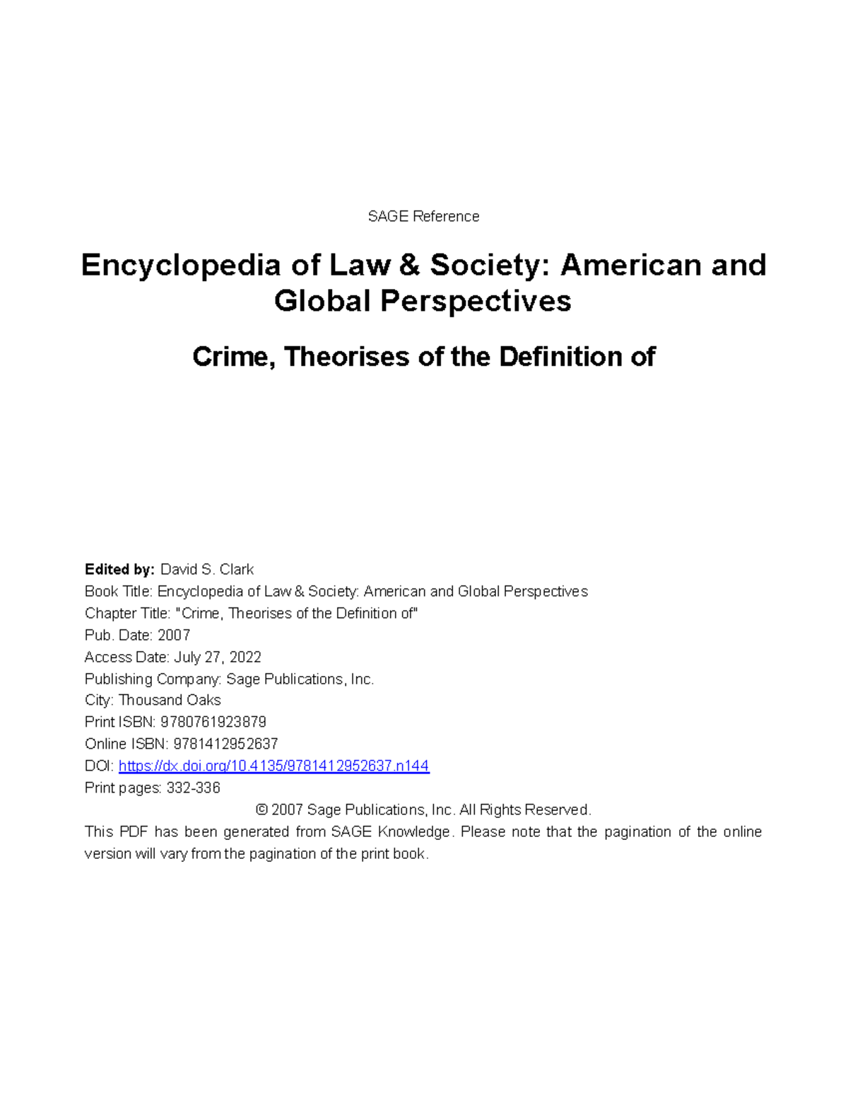 Final Exam Notes on Theories of Crime Definition - Criminology 101 ...
