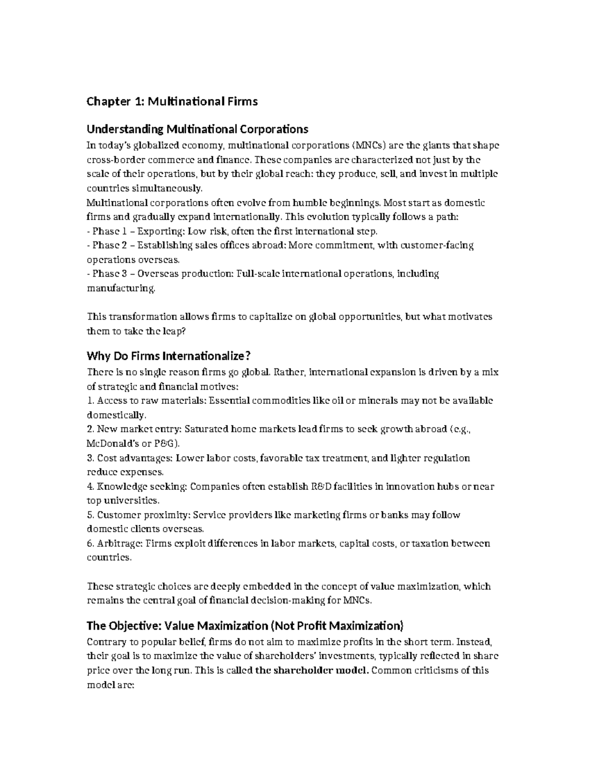 Chapter 1: Understanding Multinational Corporations in Global Economy ...