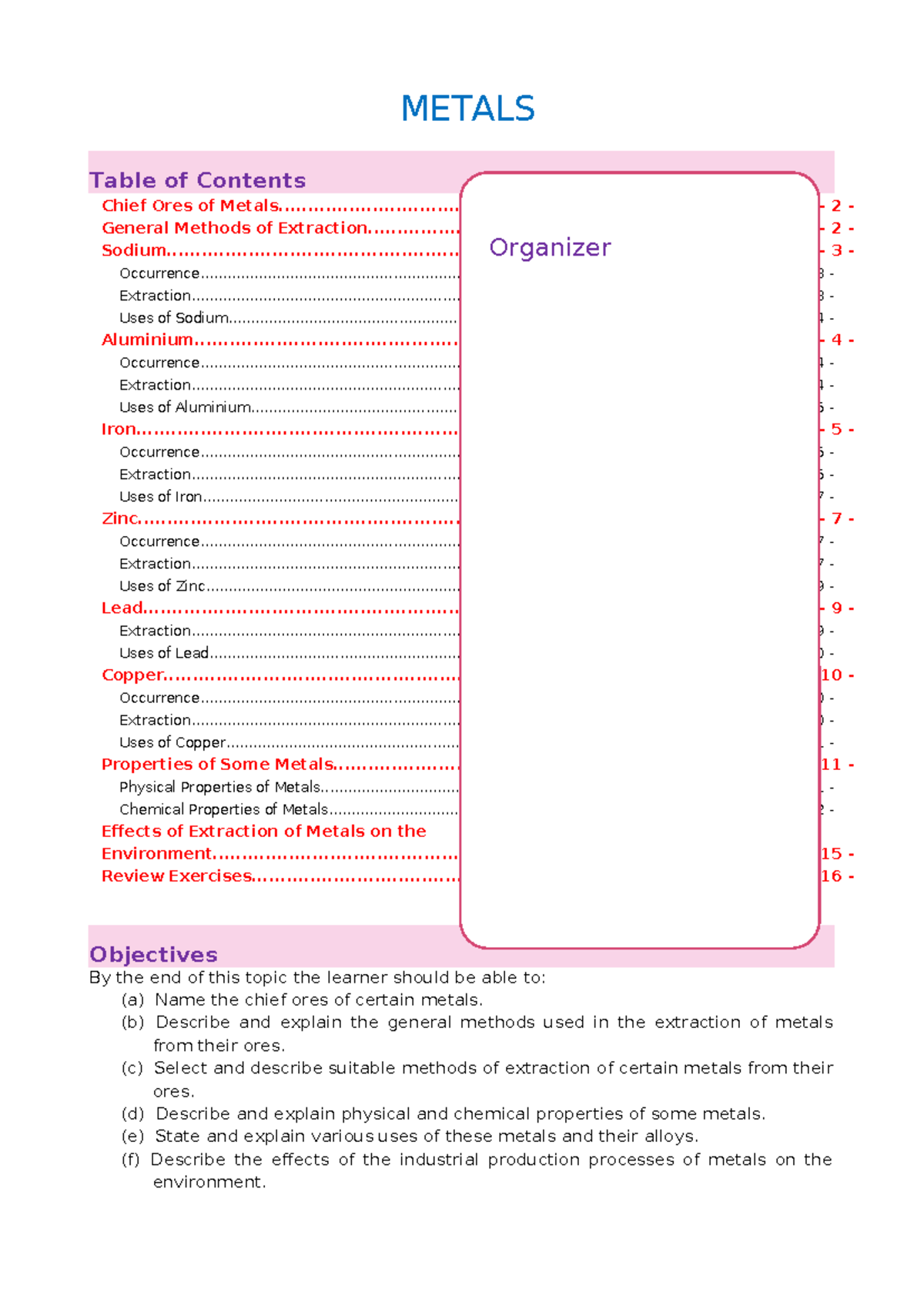 Chemistry 4.5: Comprehensive Notes on Metals and Their Properties - Studocu
