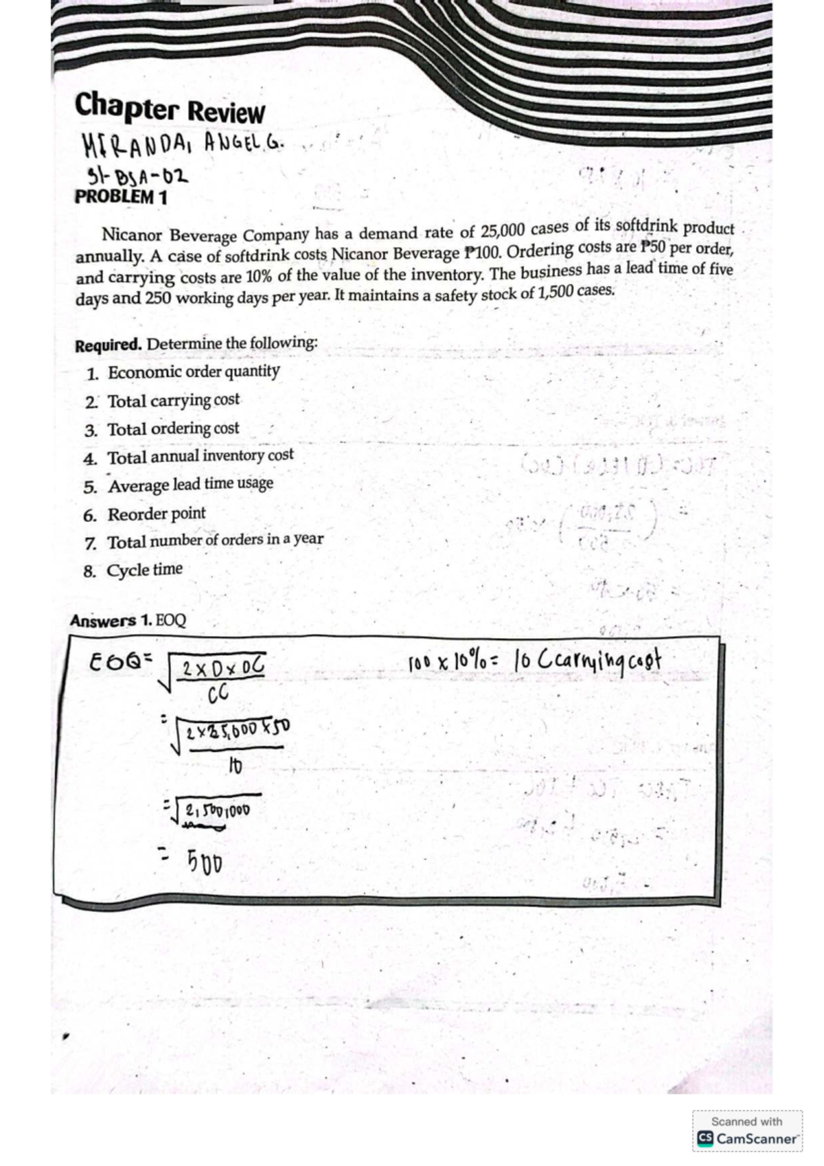 Chapter 8 Review: Inventory Management Problems (MIRANDA) - Studocu