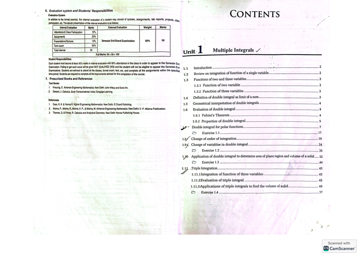 Calculus II: Multiple Integrals Evaluation and Responsibilities Guide ...