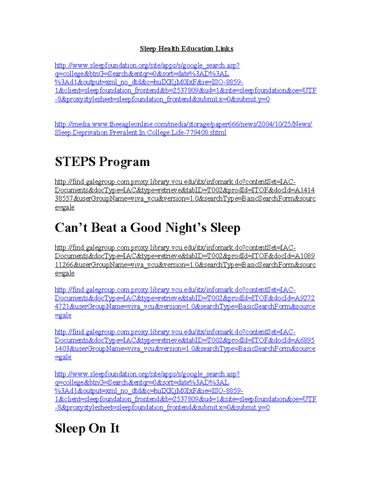 Sleep Health Education Resources for College Students - Studocu