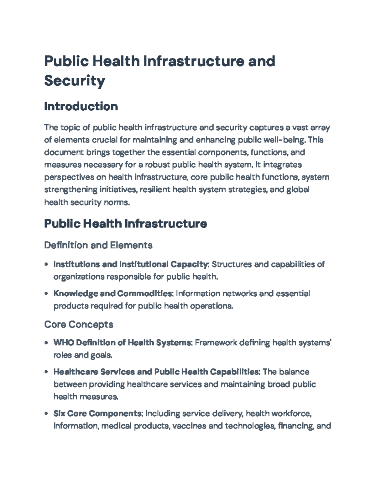 Public Health Infrastructure & Security: Key Elements & Strategies ...