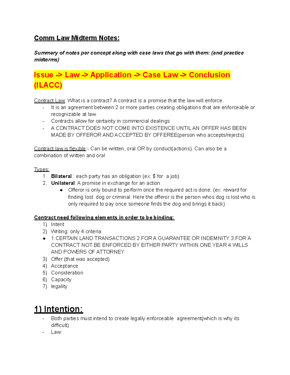 Comm Law Midterm Study Notes: Key Concepts and Case Laws - Studocu
