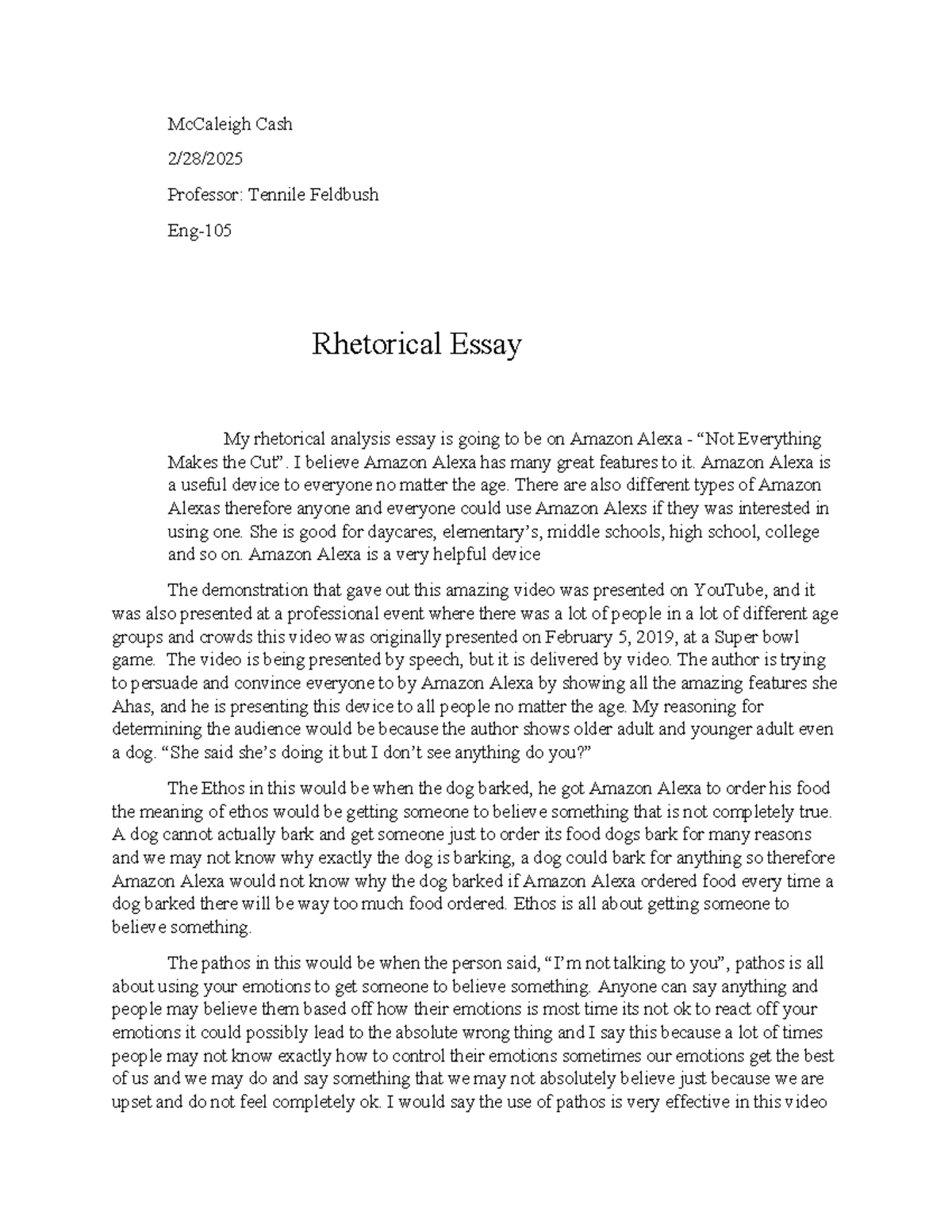 ENG Rhetorical Essay: Analyzing Amazon Alexa's Persuasive Features ...