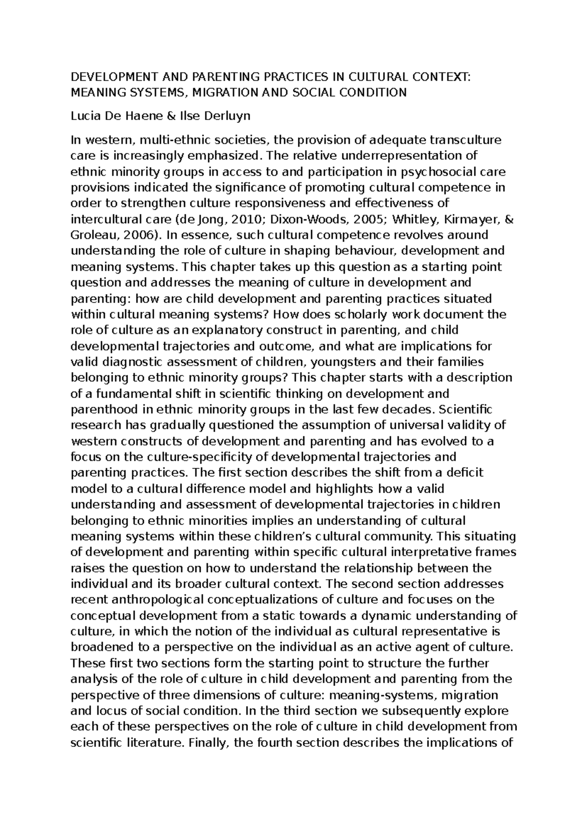 CULTURAL CONTEXTS IN CHILD DEVELOPMENT AND PARENTING PRACTICES: A STUDY ...