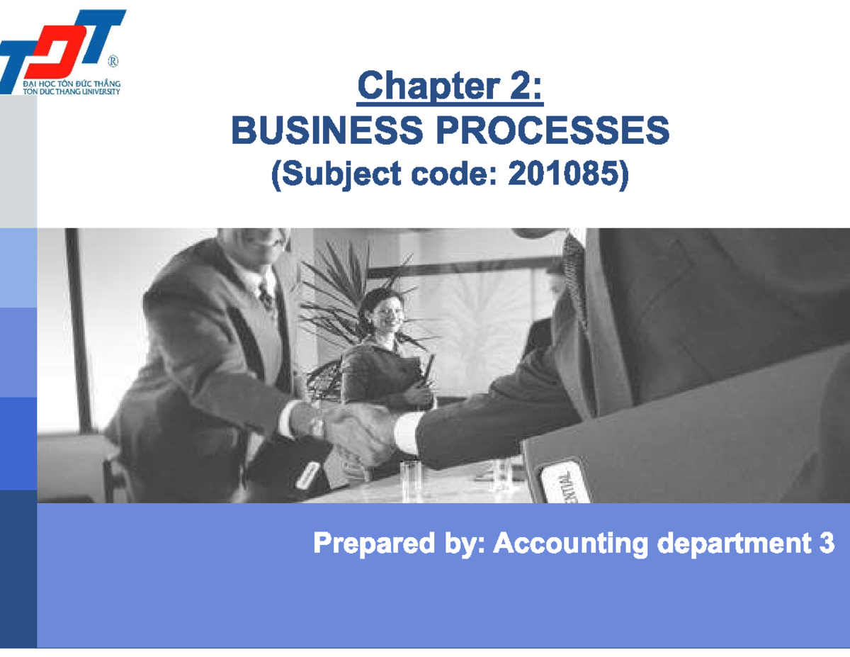 Chapter 2: Business Processes Overview (Subject Code: 201085) - Studocu