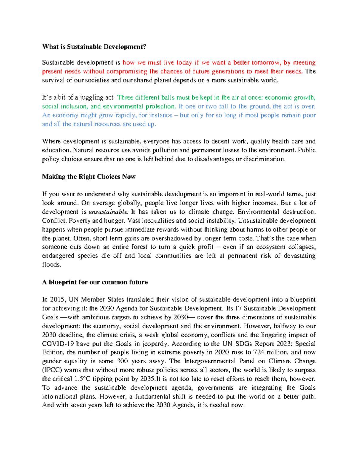 SDG - Notes on Sustainable Development and the 2030 Agenda - Studocu