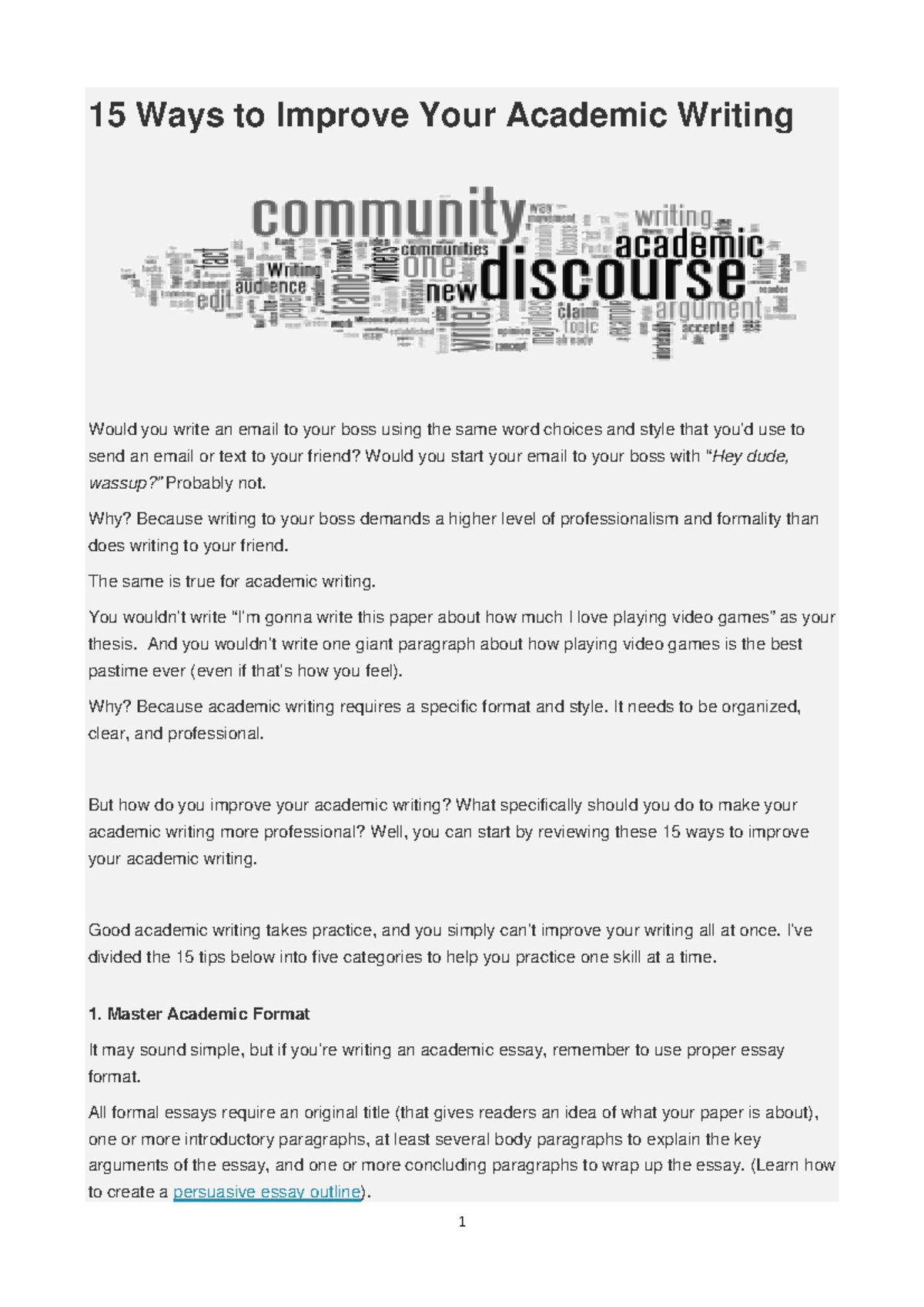 Academic Writing: 15 Essential Tips to Enhance Your Skills (ASS 1 ...