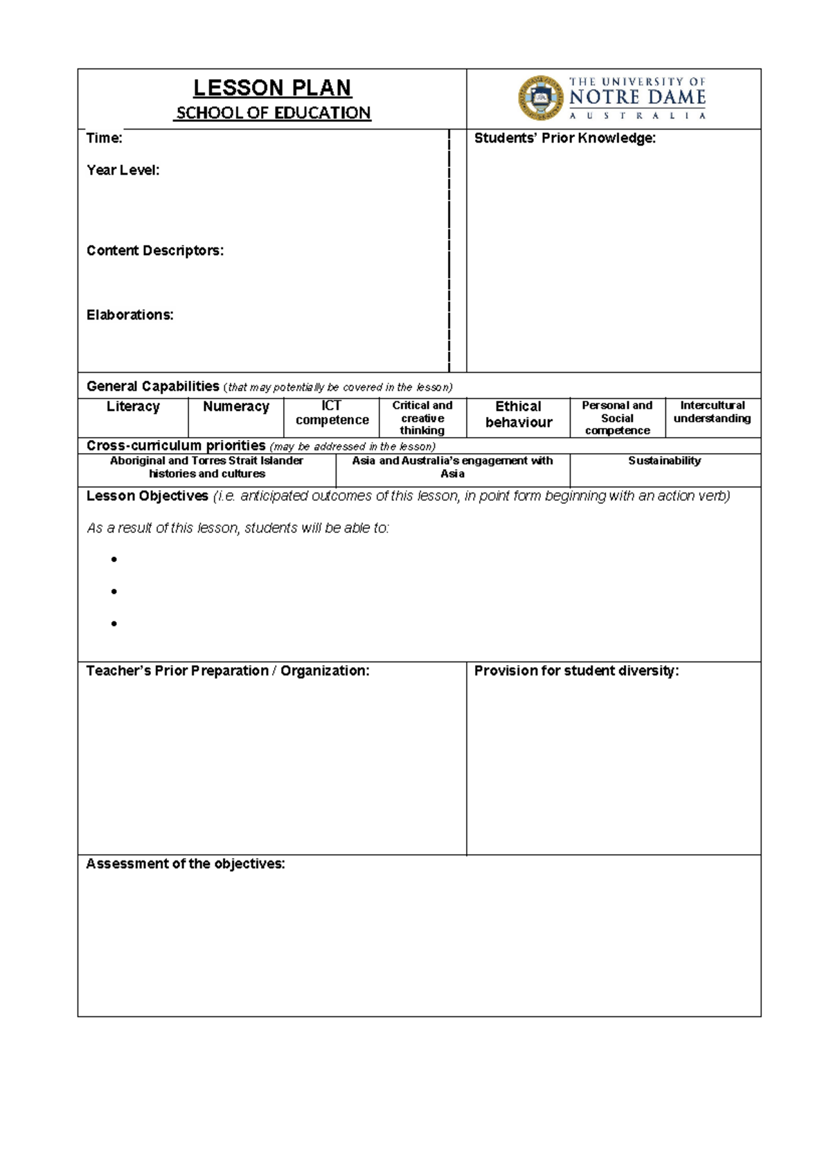 EDU 101 Lesson Plans Outline: Key Components & Objectives - Studocu