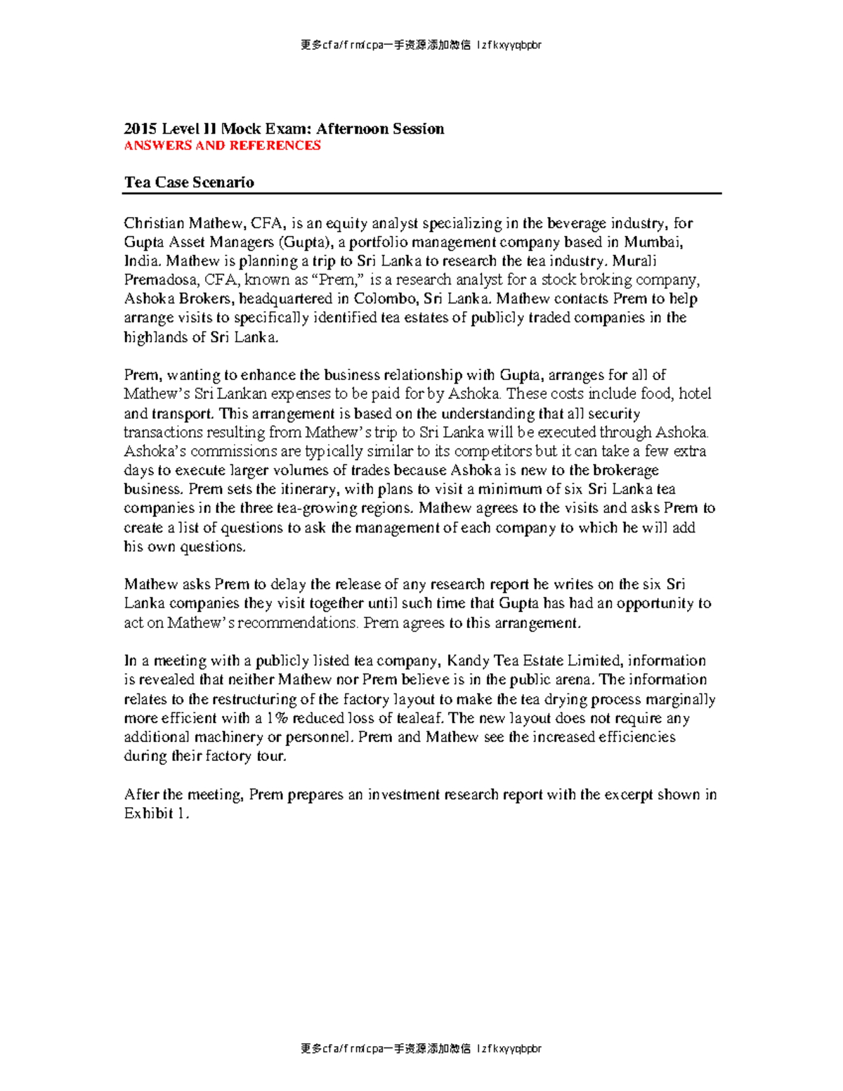 CFA Level II Mock Exam 2015: Afternoon Session Answers & Insights - Studocu