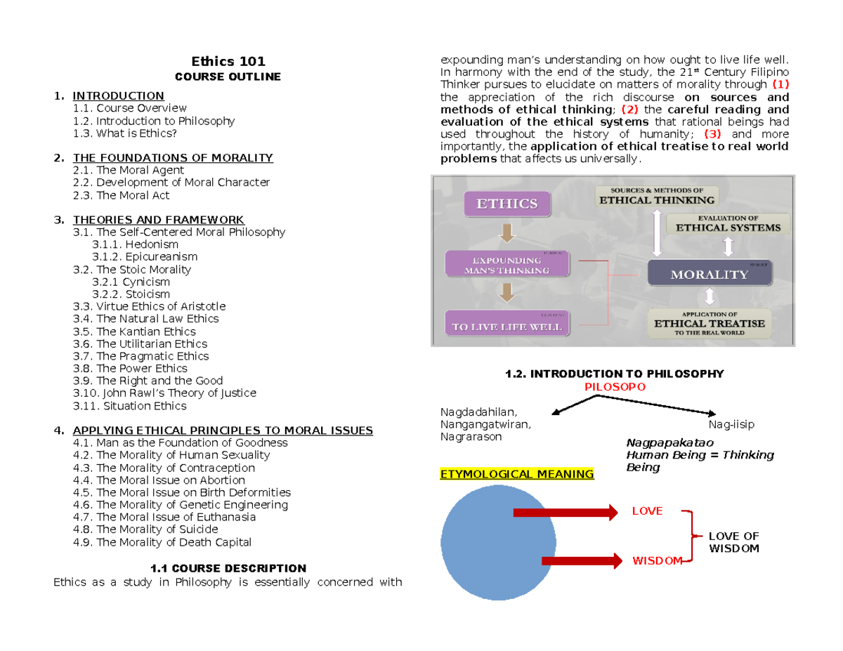 ETH 101 - Comprehensive Course Notes on Ethics and Moral Philosophy ...