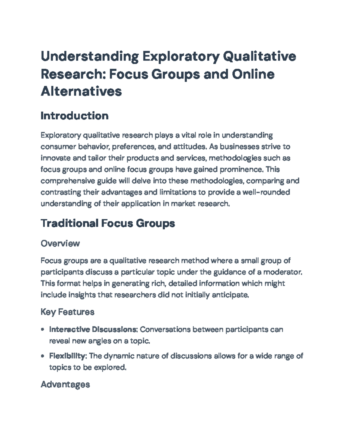 Exploratory Qualitative Research: Focus Groups & Online Methods ...