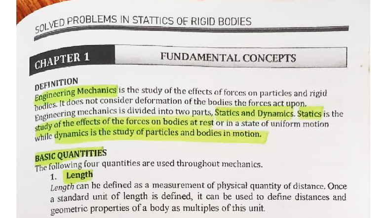 BES-SRB CH 1: Fundamentals of Statics of Rigid Bodies - Studocu